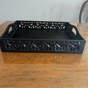 Wood tray- filigree carving